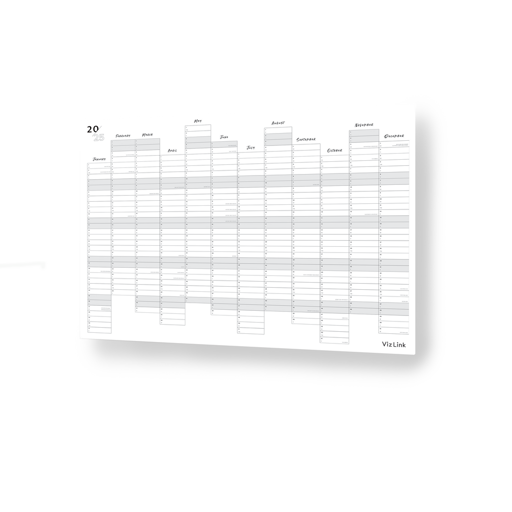 Single Year Planner - Size A0 - White background 2025