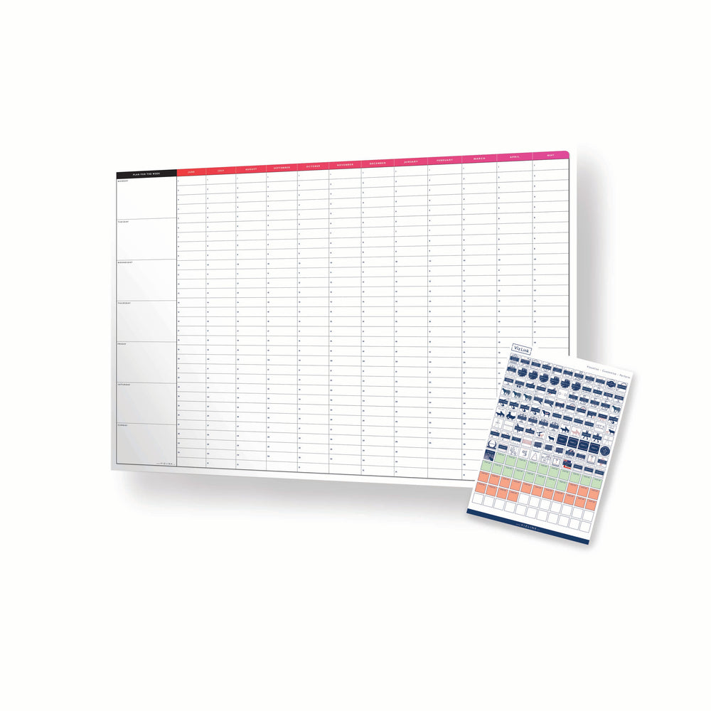 June to June Year Planner | A0 Laminated poster with Stickers + Whiteboard Marker